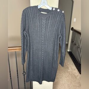 LOFT Cable Knit Sweater Dress with Statement Buttons Size M NEW Style #760476